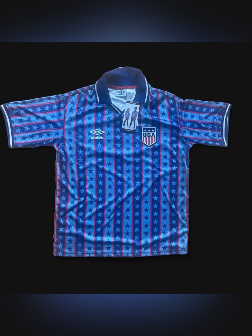 NWT Umbro USA Soccer Jersey Youth XL (14/16) Blue Stars Stripes